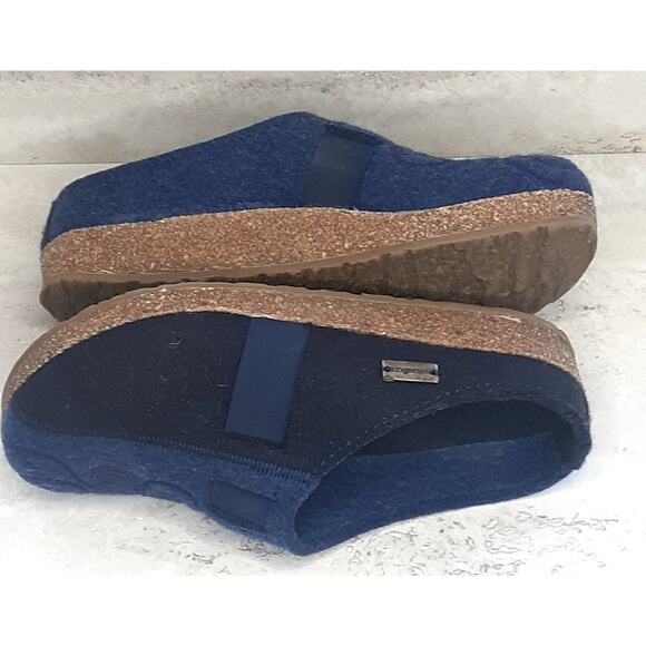 Haflinger Magic Swirl Navy Denim Felted Wool Clog Slipper Size 39 - Picture 5 of 8